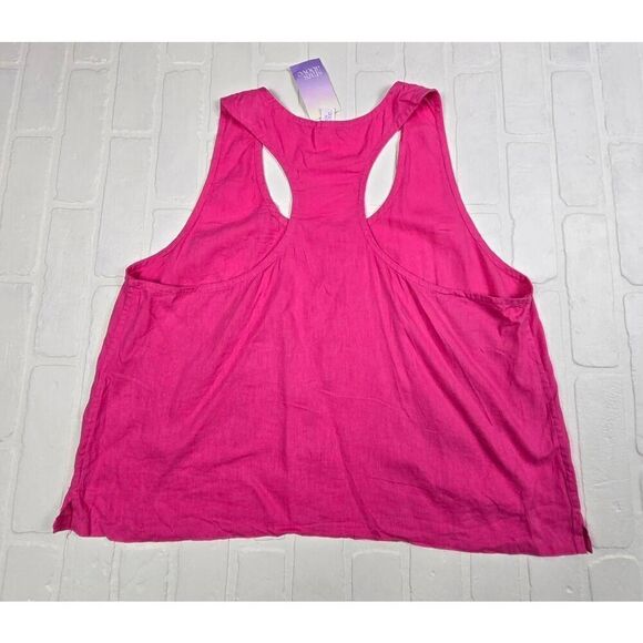 Stars Above Pink Linen Blend PJ Top XL - Picture 2 of 3